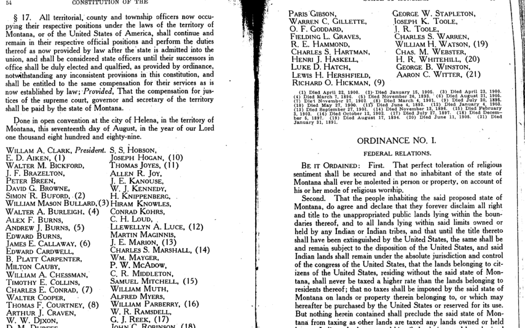 Federal Ordinance 1 and 2 – Montana Constitution