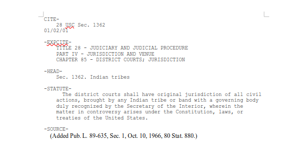 Title 28 USC Sec. 1362 – Indian Tribes