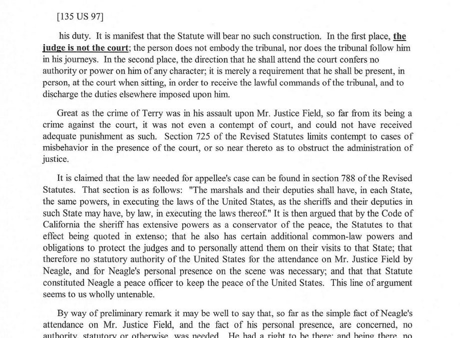 135 US 97 The Judge Is Not The Court