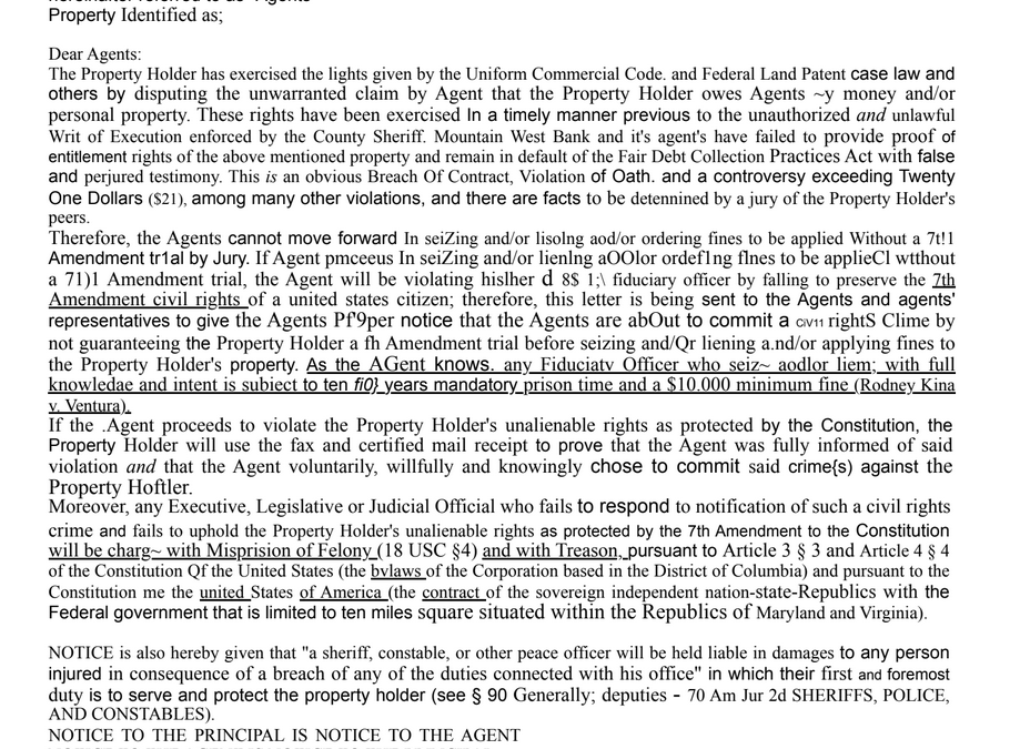 NOTICE OF CIVIL RIGHTS VIOLATION